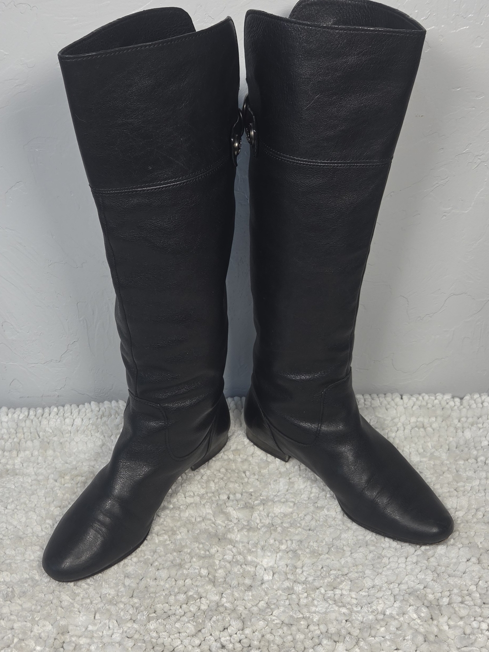 Coach Benita Black Leather Tall Riding Boots 8.5 Equestrian Preppy